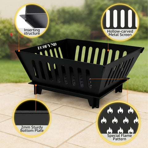 ecofynd Foldable Iron Fire Pit – Heavy Duty & Portable
