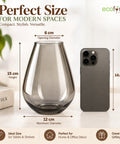 ecofynd Glass Vase for Flowers & Decor – Diamond Shaped | Clear Gray