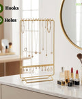 ecofynd Ecofynd 2-Tier Golden Metal Jewelry Organizer Stand with 11 Hooks & 10 Earring Holes