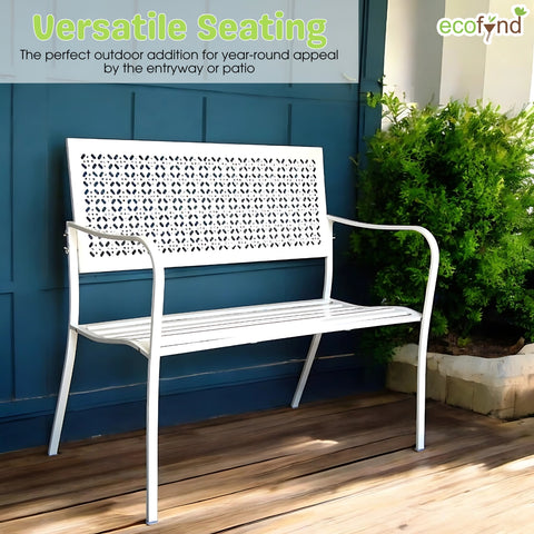 White Seater Garden Bench for Indoor Outdoor Park