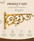 ecofynd Golden Finish Aluminium Wall Plant Bracket – Heavy-Duty Long Hook