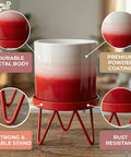 ecofynd Ecofynd Lucas Tabletop Metal Planter with Red Stand