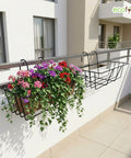 ecofynd 2 Pack 16 Inches Metal Hanging Flower Pot Stand For Railing Planter
