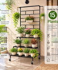 ecofynd Eden Plant Stand with Wheels for Outdoor Balcony