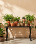 ecofynd Arlo 35 Inch Plant Stand with Cross Legs for Outdoor Balcony