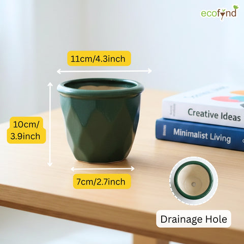 ecofynd Ecofynd Dark Green 4.3 Inch Cachepot Planter with Drainage Hole for Desk