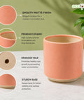 ecofynd Ecofynd 6 Inch Peach Ceramic Cachepot Planter with Drainage