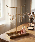 ecofynd Ecofynd 2-Tier Jewelry Hanger Stand with Storage Tray (Golden)