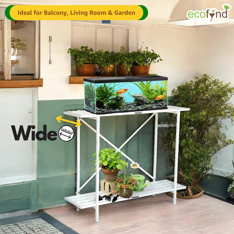ecofynd Aqua Lift 2-Tier Metal Plant Stand – Strong & Multi-Purpose Design