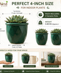 ecofynd 4 Inch Ceramic Plant Pots with Drainage Hole