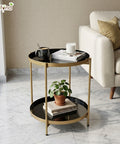 ecofynd Multipurpose 2 Tier Foldable Coffee Table with Strong Metal Frame