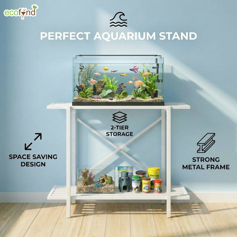 ecofynd 2-Tier White Fish Tank Stand
