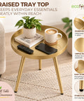 ecofynd Multipurpose Aurelia II Foldable Golden Metal Coffee Table (3 Legs)