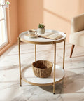 ecofynd Multipurpose 2 Tier Foldable Coffee Table with Strong Metal Frame