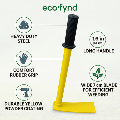 ecofynd Heavy Duty Garden Hand Hoe with 16 inch Handle – Yellow