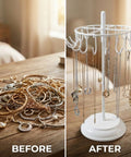 ecofynd Ecofynd Rotating Jewelry Organizer Stand with 20 Hooks (White)