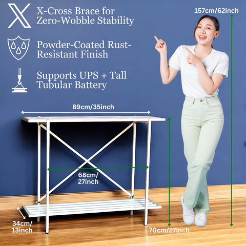 ecofynd 2-Tier White UPS Stand for Home and Office