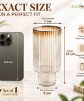 ecofynd Glass Vase for Flowers & Decor – Symmetrical Ribbed Pattern | Clear