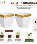Ecofynd Midland 8” Metal Planter – Tapered Square | White