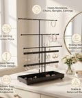 ecofynd 5-Tier Black Metal Jewelry Organizer Stand