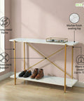 ecofynd Elix 2-Tier Metal Storage Bench for Entryway
