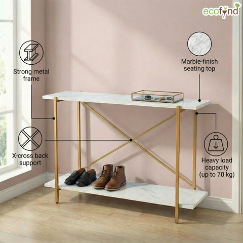 ecofynd Elix 2-Tier Metal Storage Bench for Entryway