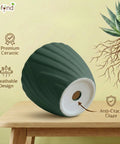ecofynd Ecofynd Dark Green Twisted 4 Inch Ceramic Cachepot Planter for Indoor Plants