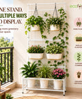 ecofynd White Black Plant Stand with Trellis