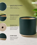 ecofynd Ecofynd 6 Inch Dark Green Ceramic Cachepot Planter with Drainage