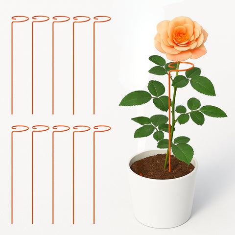 ecofynd Orange Metal Plant Trellis – 18 Inch Rust-Resistant Stake