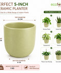 ecofynd 5 Inch Ceramic Plant Pots with Drainage Hole