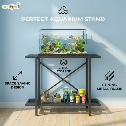 ecofynd 2-Tier Black Fish Tank Stand