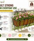 ecofynd 1 Pack 16 Inches Metal Hanging Flower Pot Stand For Railing Planters
