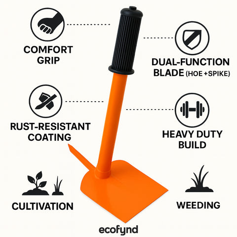 ecofynd Heavy Duty Garden Hand Hoe with Handle – Orange