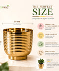 ecofynd Halo Ribbed 7 Inch Planter - Gold Finish Symmetrical Design