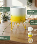 ecofynd Ecofynd Lucas Tabletop Metal Planter with Yellow Stand