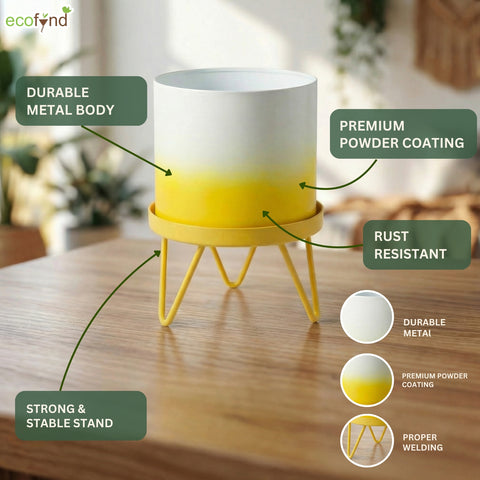 ecofynd Ecofynd Lucas Tabletop Metal Planter with Yellow Stand