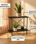 ecofynd Eric Jr Metal Black Plant Stand – 2 Tier Utility Display for Home & Garden