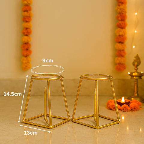 ecofynd Banana Plant Stand (Pack of 2) – Golden Metal Stand for Puja, Weddings & Festivals