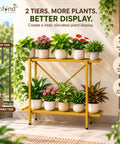 Ecofynd Adam Metal Plant Stand | 2-Tier Shelf for Indoor & Outdoor Use | Ecofynd