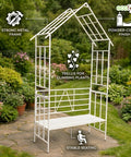 ecofynd Ecofynd White Arbor 2 Seater Garden Bench for Outdoors Hut Shaped