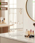 ecofynd Ecofynd 2-Tier White Metal Jewelry Organizer Stand with 11 Hooks & 10 Earring Holes