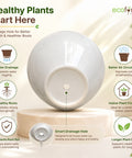 ecofynd 5.1 Inch White Ceramic Plant Pots with Drainage Hole