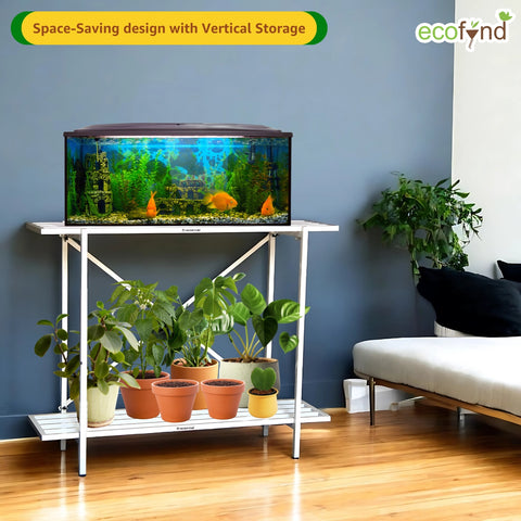 ecofynd Aqua Lift 2-Tier Metal Plant Stand – Strong & Multi-Purpose Design