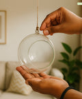 ecofynd Hanging Glass Planter – Cut Sphere Design | Clear Transparent Glass, Small