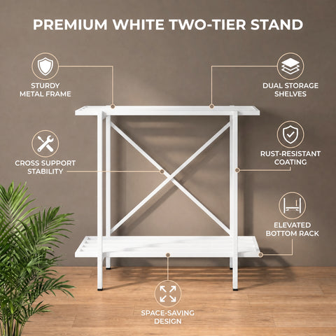 ecofynd 2-Tier White Fish Tank Stand