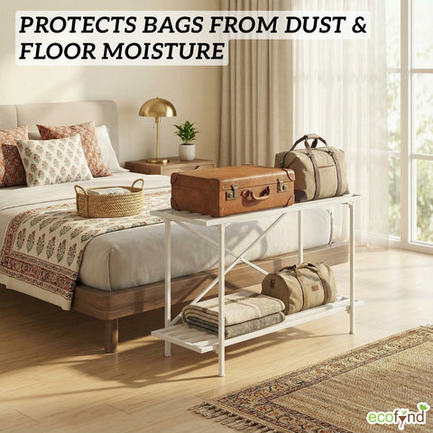 ecofynd 2-Tier White Metal Luggage Rack