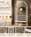 ecofynd Wide Garden Arch with Bench – Elegant Metal Arbor for Climbing Plants