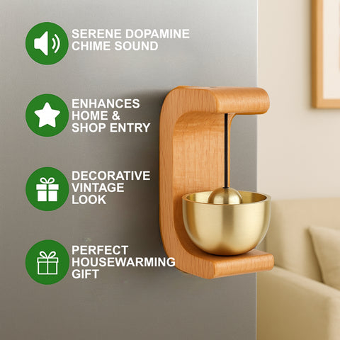 ecofynd Wooden Door Chime with Brass Bell – Handcrafted Home Accent