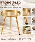 ecofynd Multipurpose Aurelia II Foldable Golden Metal Coffee Table (3 Legs)